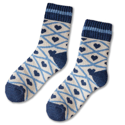 Thick Wool Socks | Blue Hearts