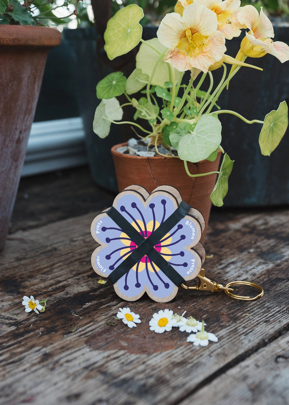Keyring Flower Press | Assorted Colours + Designs - Warm Gift Shop