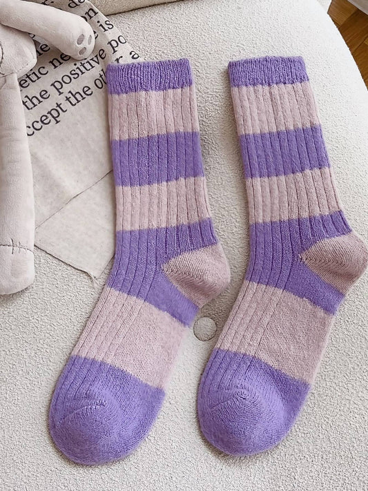 Striped Warm Socks | Purple