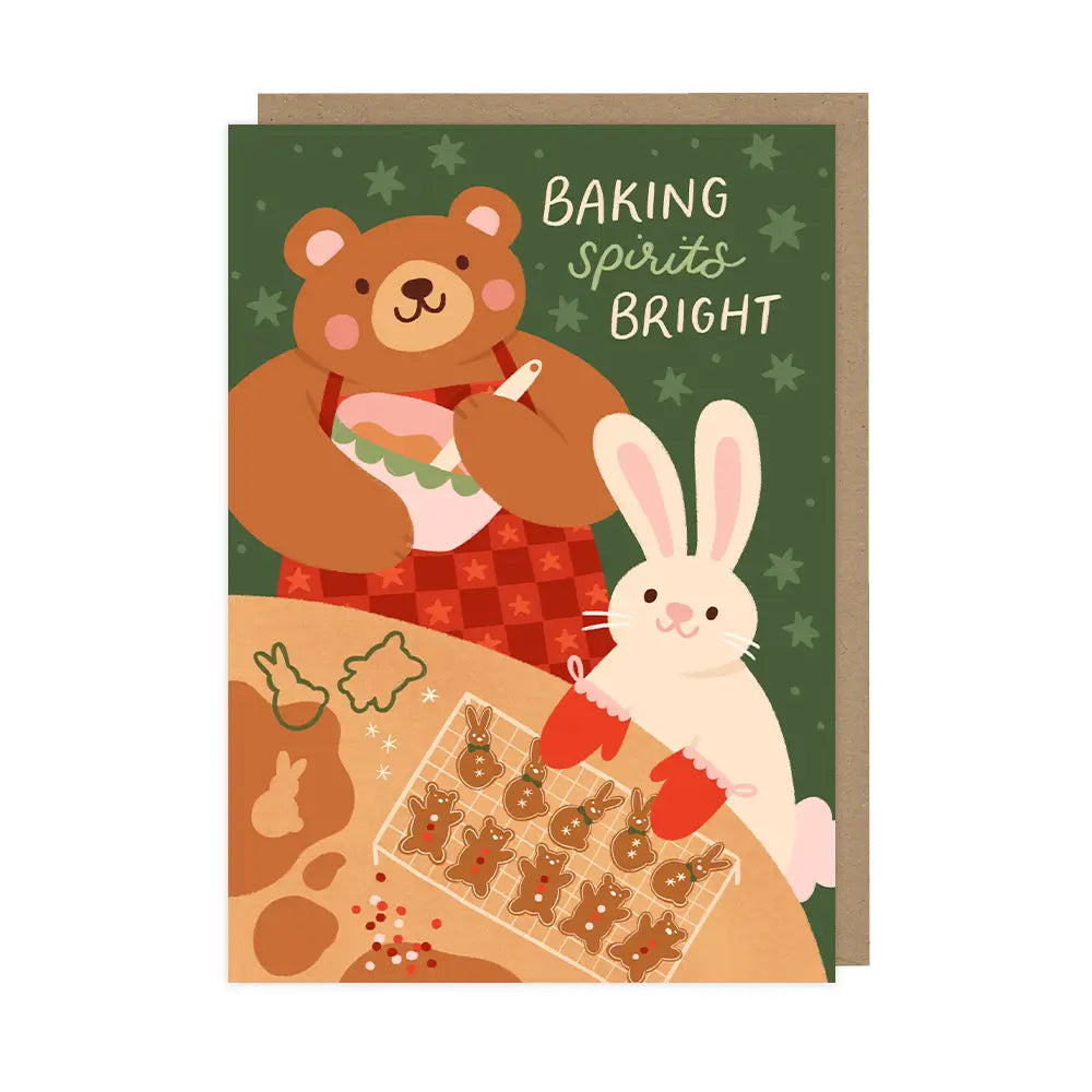 Bunny + Bear Baking | Christmas Card