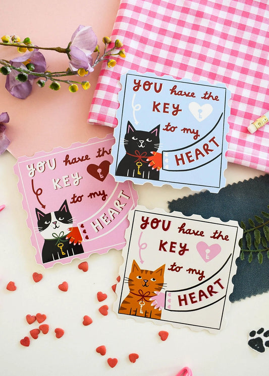 Key To My Heart Cat Sticker