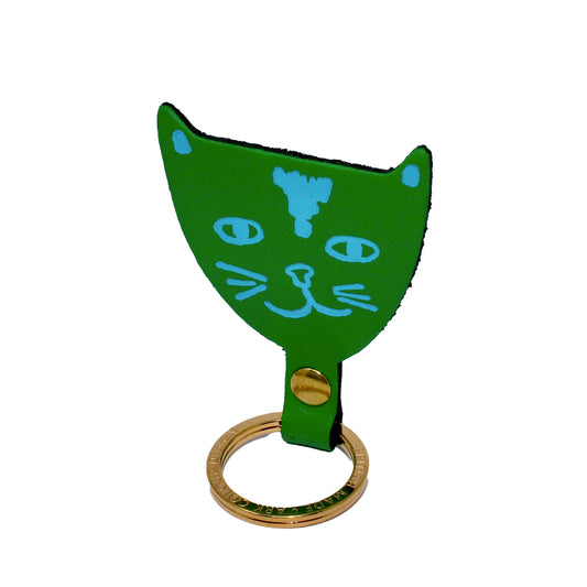 Cat Leather Keychain | Green - Warm Gift Shop