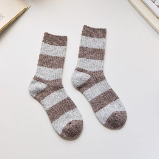 Cashmere Stripe Socks | Brown