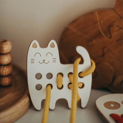Small Wooden Lacing Toy | The Cat