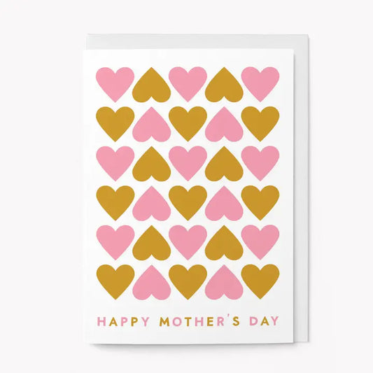 Pink + Gold Hearts | Mother's Day Card