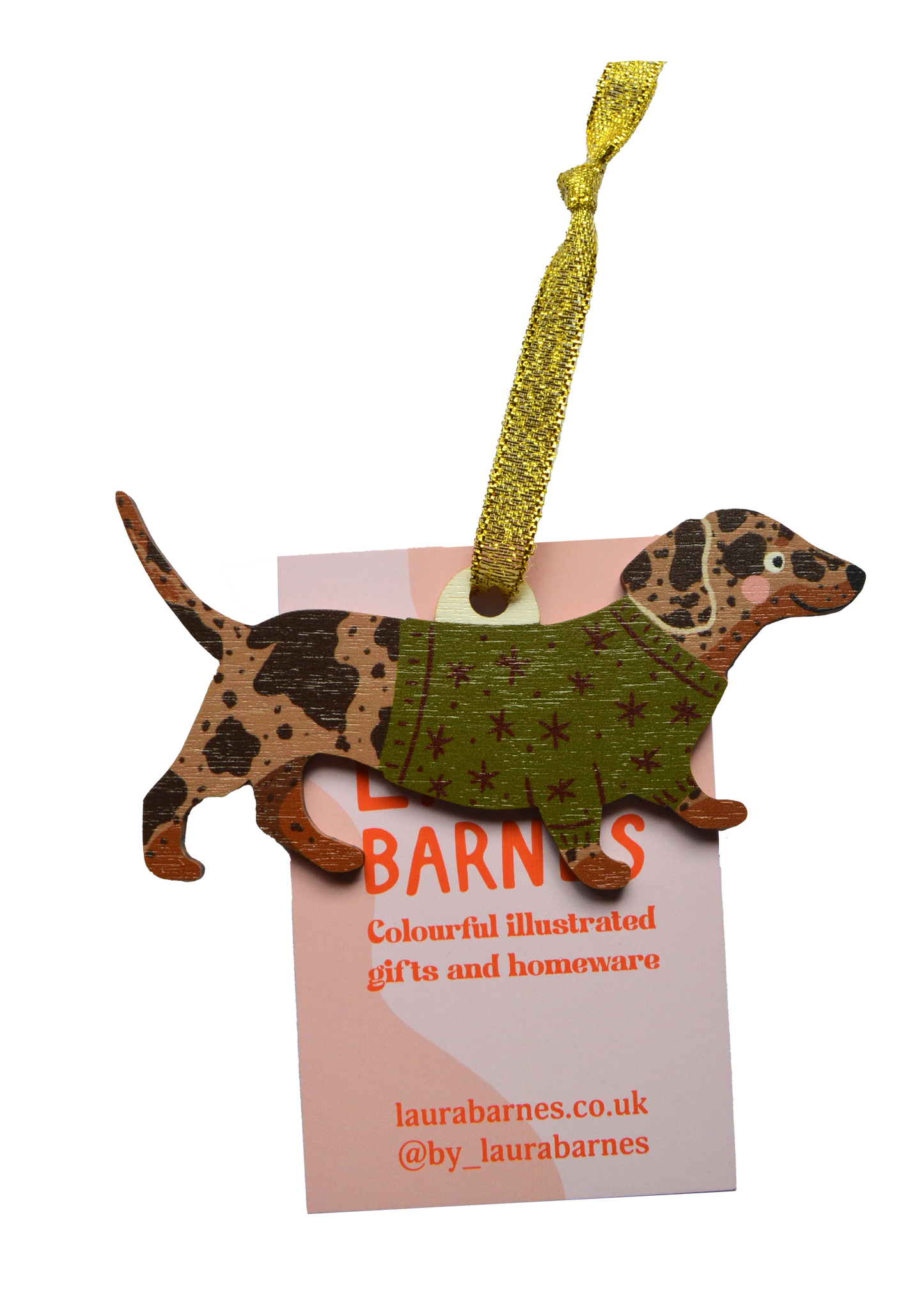 Wooden Ornament | Dapple Dachshund