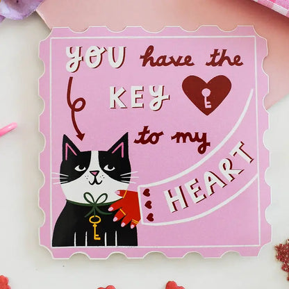 Key To My Heart Cat Sticker