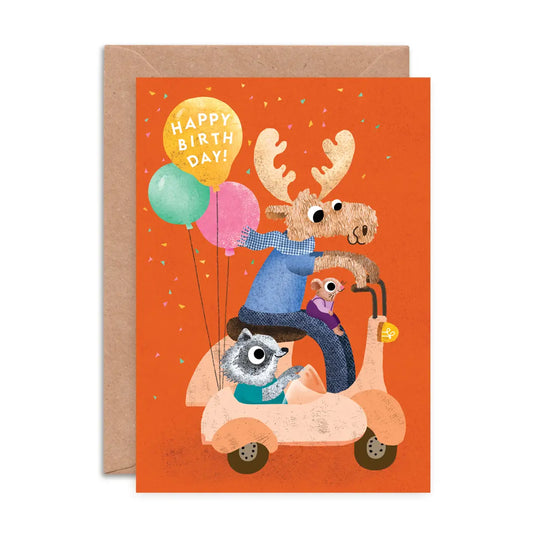 Moose on Motorcycle | Birthday Card