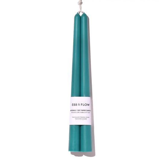 Beeswax Soy Blend Taper Candles | Jade Green