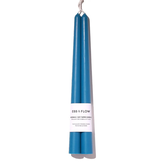 Beeswax Soy Blend Taper Candles | Storm Blue