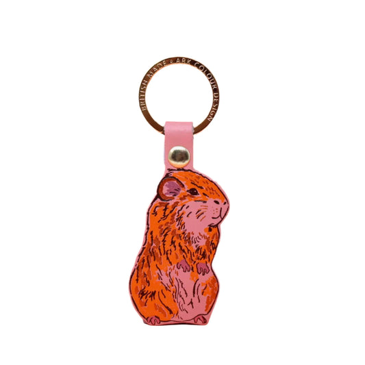 Guinea Pig Leather Keychain | Pale Pink