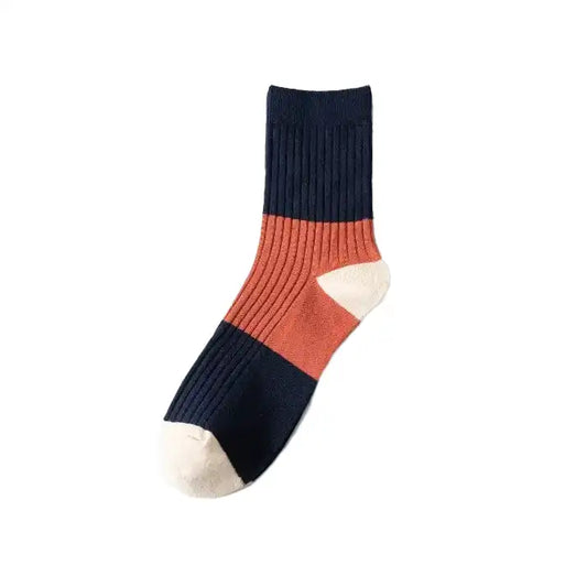 Mens Cotton Colour Block Socks | Black + Rust