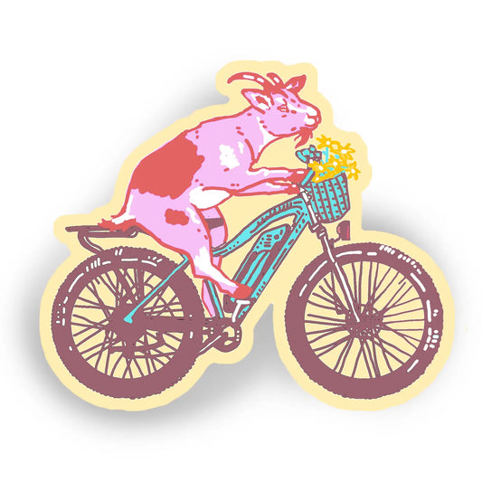Biking Goat Sticker