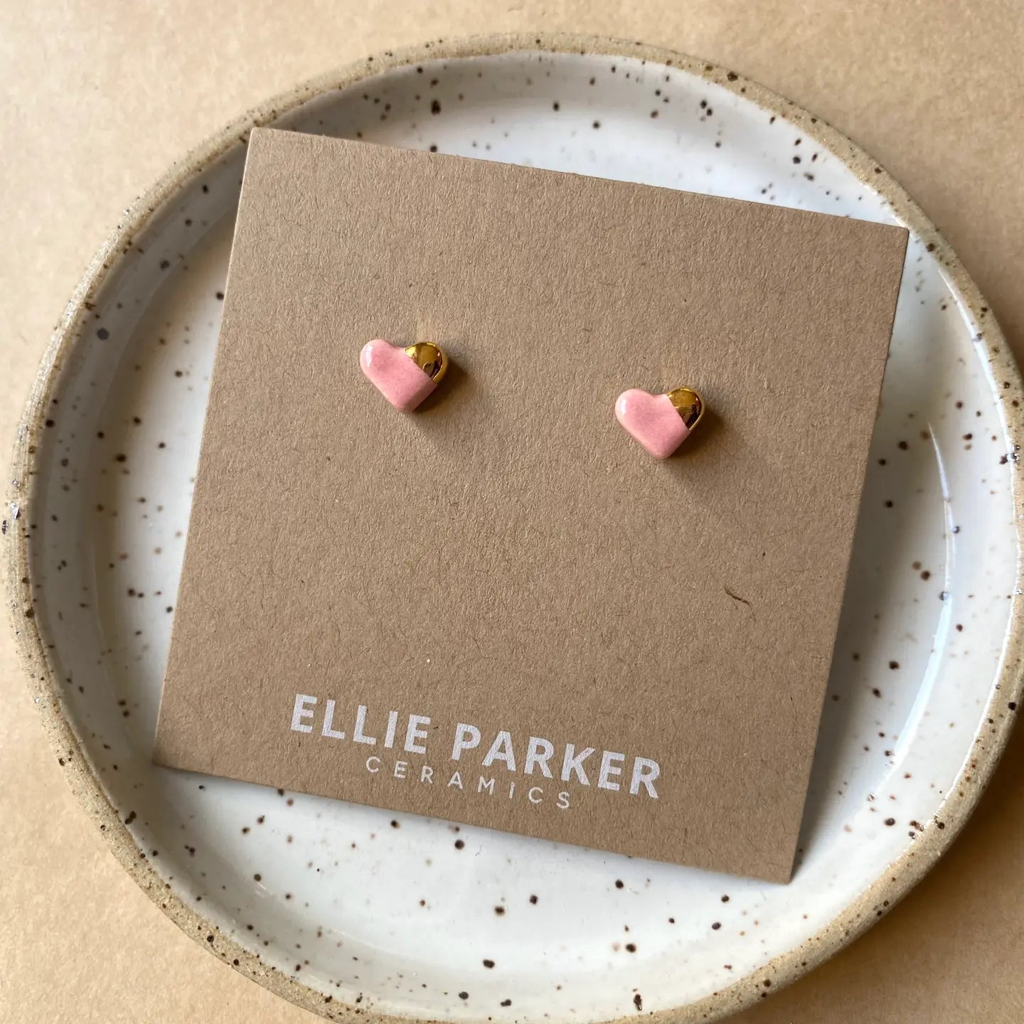 Ceramic Stud Earrings | Pink Heart