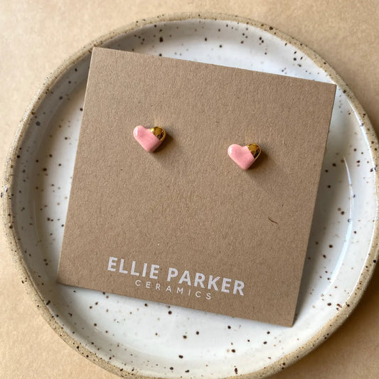 Ceramic Stud Earrings | Pink Heart