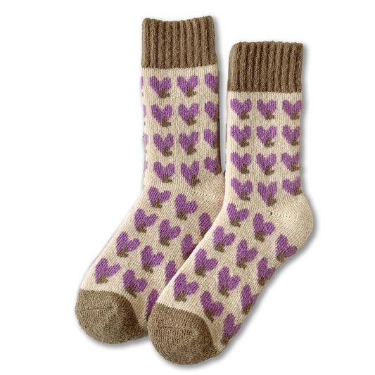 Thick Wool Socks | Purple Hearts