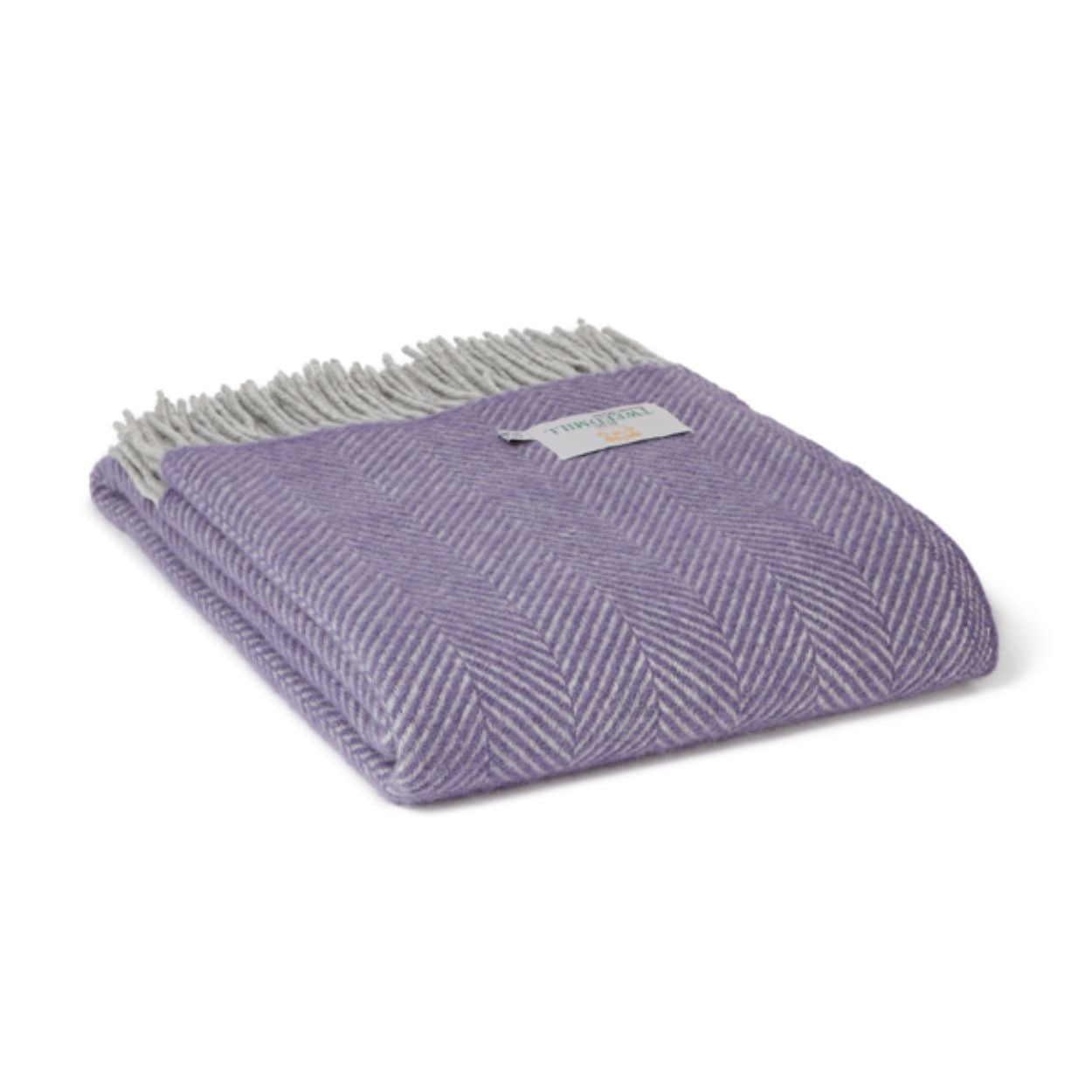 Herringbone Wool Blanket | Lavender + Silver