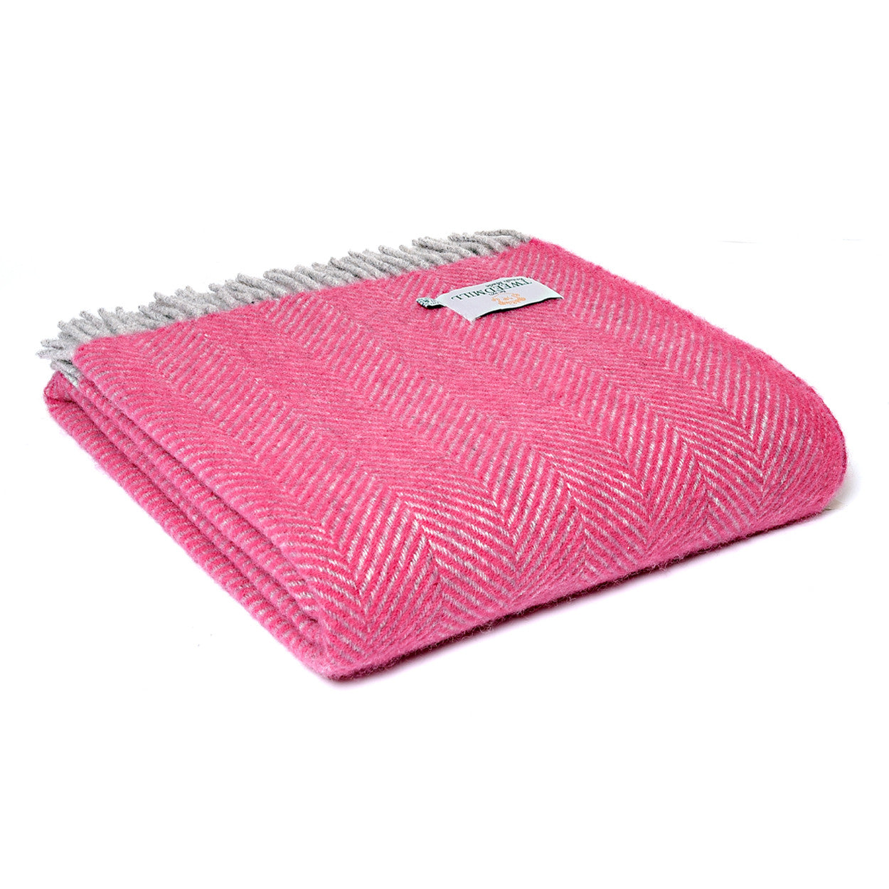Herringbone Wool Blanket | Pink + Silver