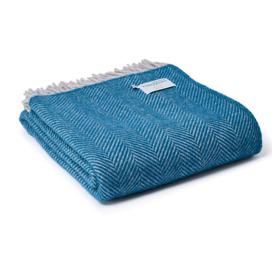 Herringbone Wool Blanket | Teal + Hazel