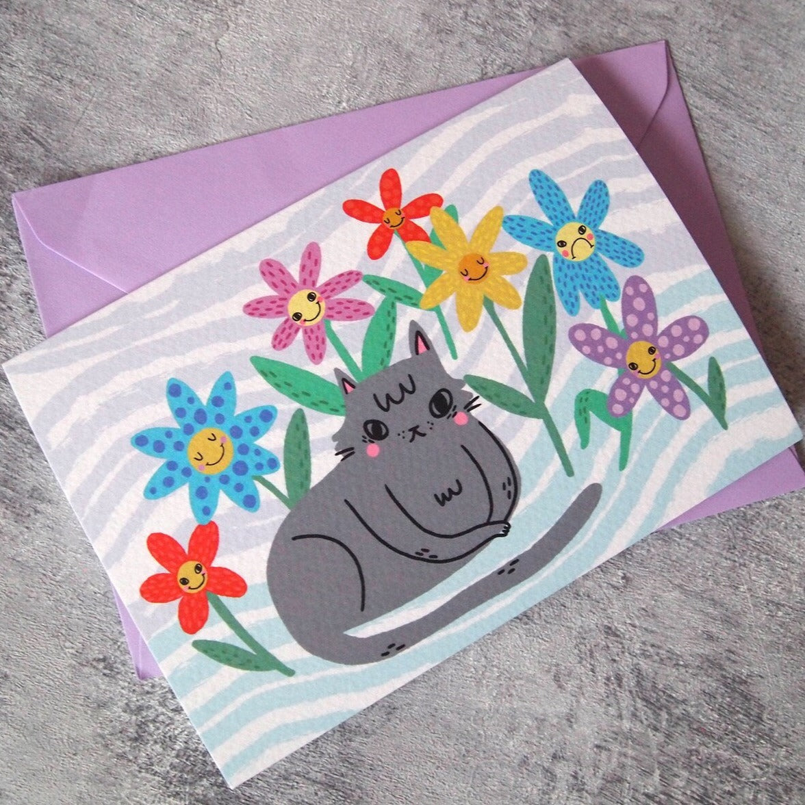 Cats + Flowers | Blank Card