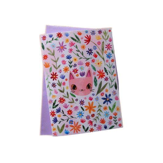 Pink Cat Face | Blank Card