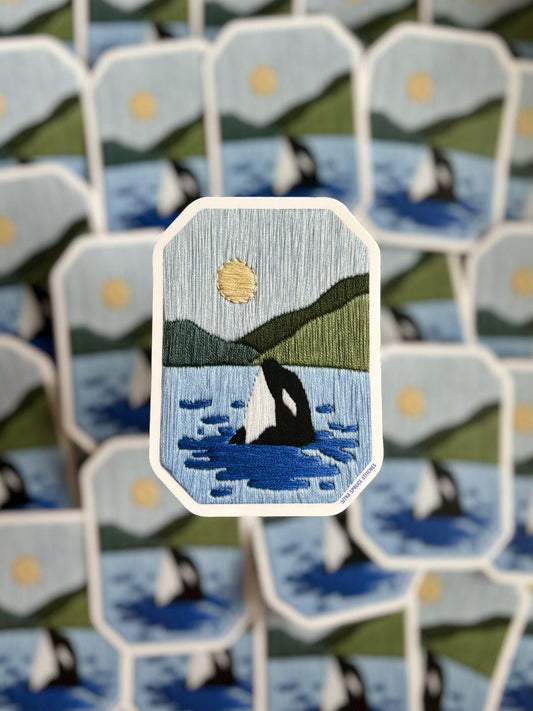 Breaching Orca Sticker