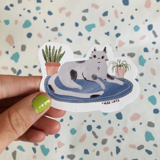 Cat and Plants Sticker