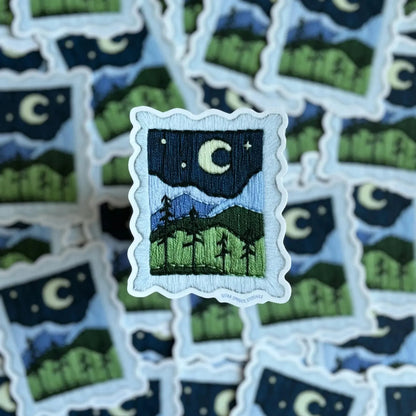 Starry Night Postage Stamp Sticker