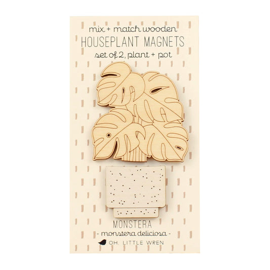 Wooden Pair of Magnets | Monstera Houseplant - Warm Gift Shop