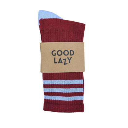 Large Retro Athletic Socks | Dark Red