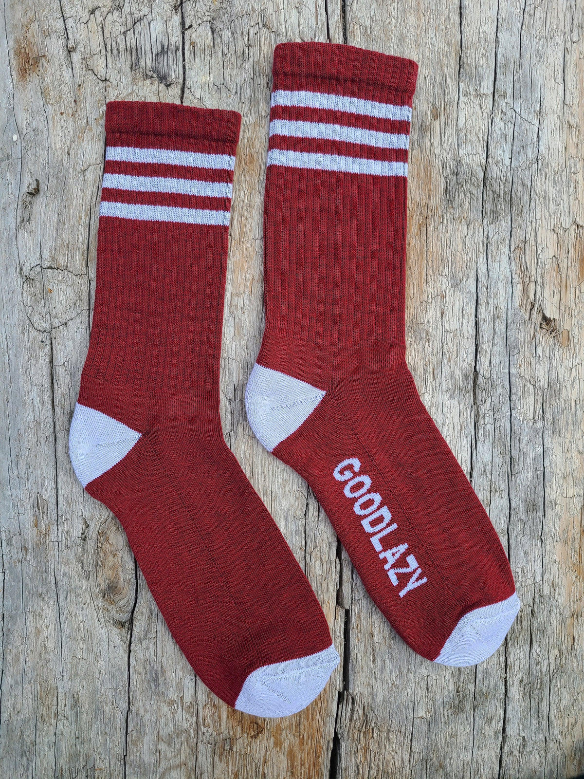 Large Retro Athletic Socks | Dark Red
