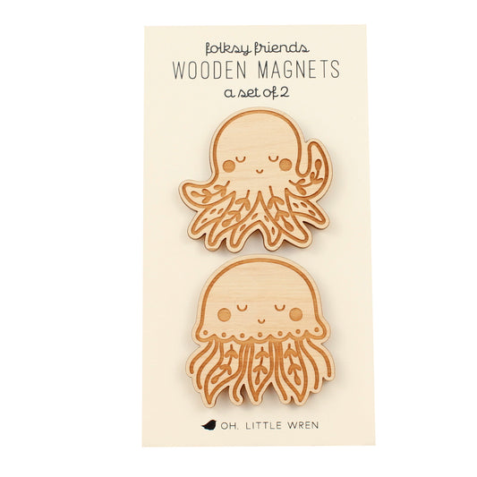 Wooden Pair of Magnets | Sea Creatures - Warm Gift Shop