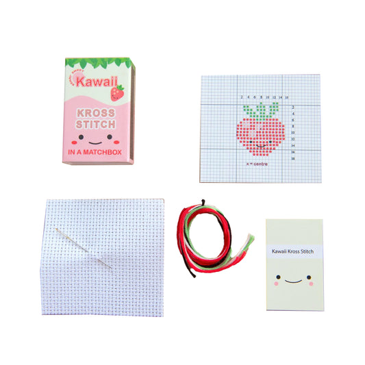 In A Matchbox | Kawaii Mini Cross Stitch Kit Strawberry - Warm Gift Shop