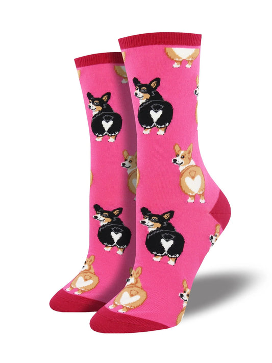 Ladies Socks | Corgi Butt Pink