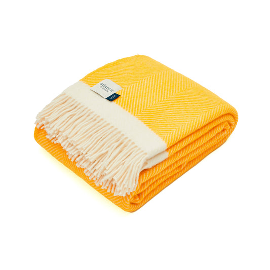 Atlantic Blankets | Yellow Herringbone Wool Blanket - Warm Gift Shop
